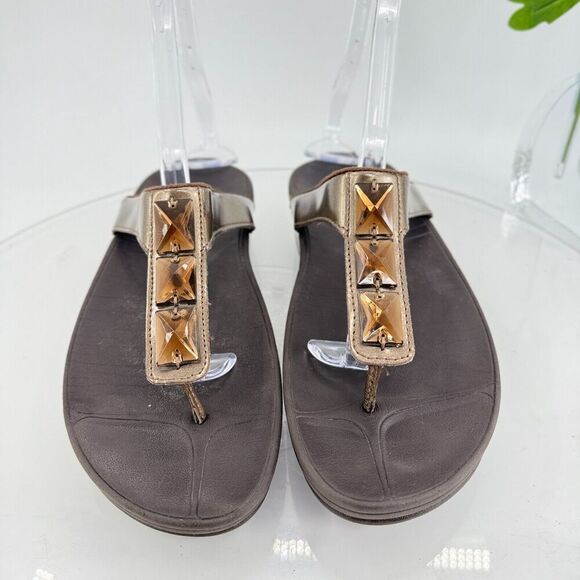 Fitflop Women's Walkstar Sandal Size 9 Thong Slide Toning Shoe Gold Rhinestone - Picture 5 of 13